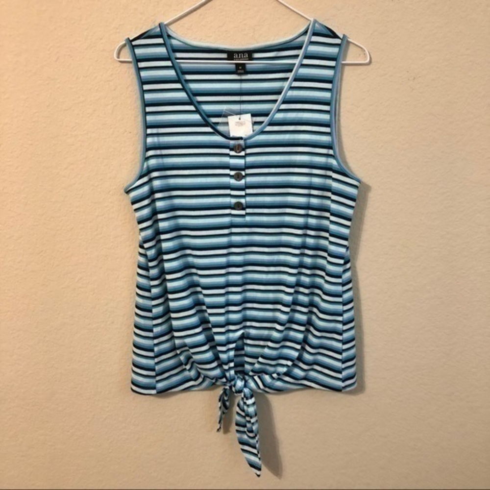 a.n.a. Striped Tank Top Tie Front A New Approach